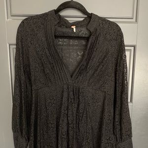 Black lace, long-sleeve dress, Free People